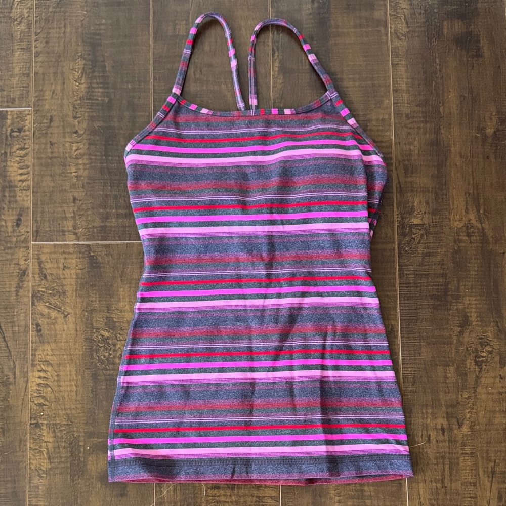 Striped Pink & Gray Tank Top